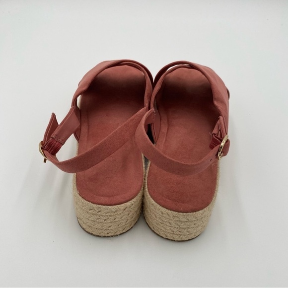 LOFT Platform‎ Strappy Espadrille Criss Cross Summer Sandals Salmon Pink 9 NWOT - Picture 6 of 8